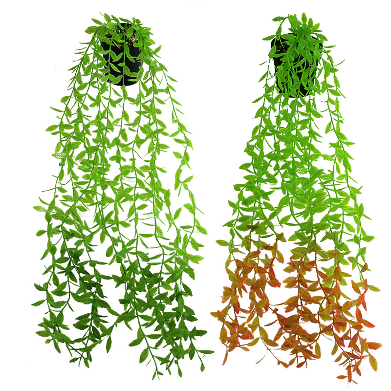 Simulación transfronteriza plantación verde plantación en maceta bonsai colgando la pared colgando el hogar hoja verde vid decoración de la pared caña de plástico