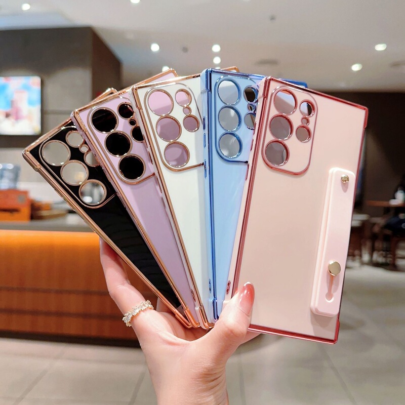 Suitable for Galaxys23U Pure Color Electroplated 6D Wrist Strap Samsung S22U/A13/A53 Mobile Phone Case Protective Cover Soft Suitable for Galaxys23U Pure Color Electroplated 6D Wrist Strap Samsung S22U/A13/A53 Mobile Phone Case Protective Cover Soft