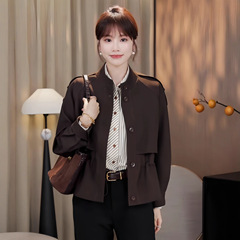 设计感风衣外套女短款韩版休闲时尚工装上衣收腰小个子小立领夹克