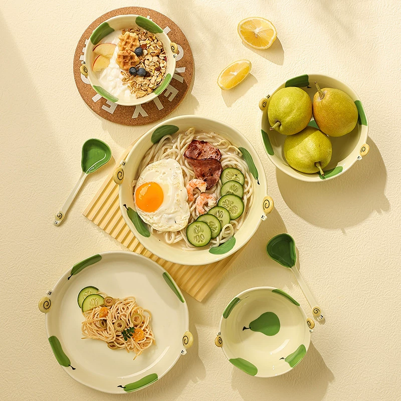 [5-дюймовые фарфоровые миски для кухни, стильная посуда из керамики, утолщенная форма, красивая подача для риса и блюд]