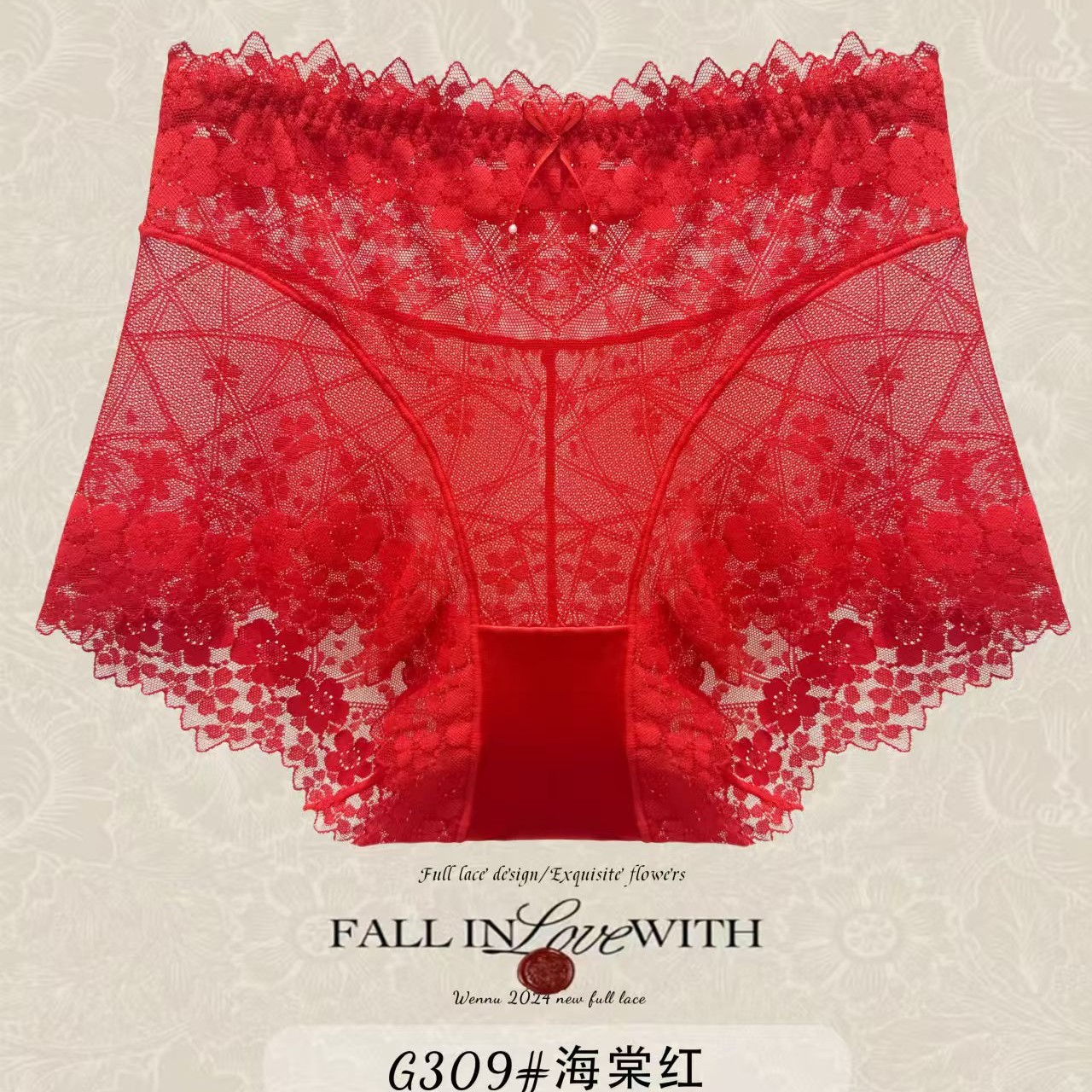 plus size sexy lace briefs ladies pure transparent mesh French lace boxer boxer boxer pants anti-light