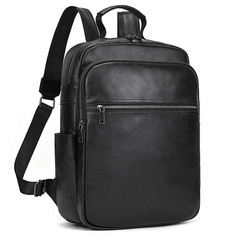 新しい本革バックパック大容量 16inch 黒メンズビジネスバックパック牛革カジュアルトラベルバッグ通勤バッグ