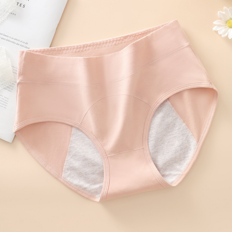 Período fisiológico ropa interior entrepierna de algodón de las mujeres cintura alta pantalones cortos de niña Tía grande período menstrual ropa interior tía a prueba de fugas