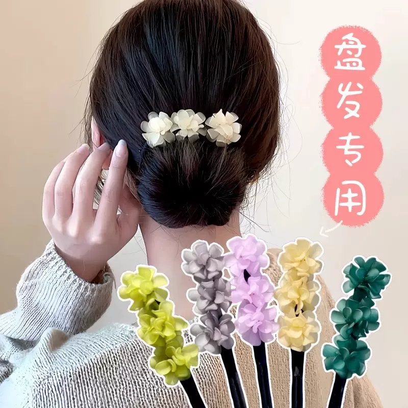 盘发棒丸子头神器新款丸子头花苞头气质亚克力发饰新升级款绣球