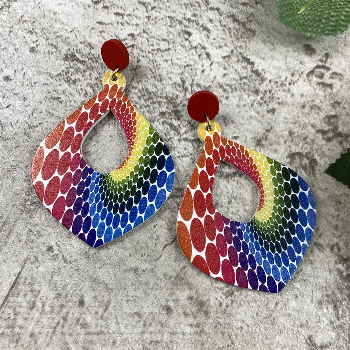 Street Occasion Wood Material 1 Pair Retro Leaf Stoving Varnish Wood Drop Earrings