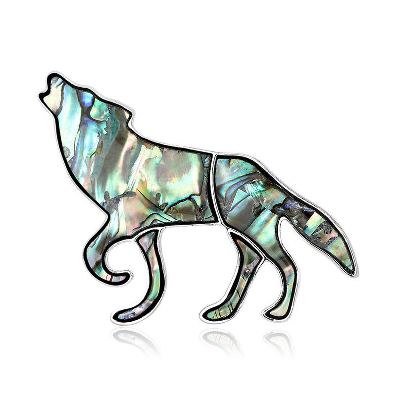 Retro and Stylish Abalone Shell Wolf Brooch, Unique and Simple Men's Coat and Suit Lapel Pin Accessory