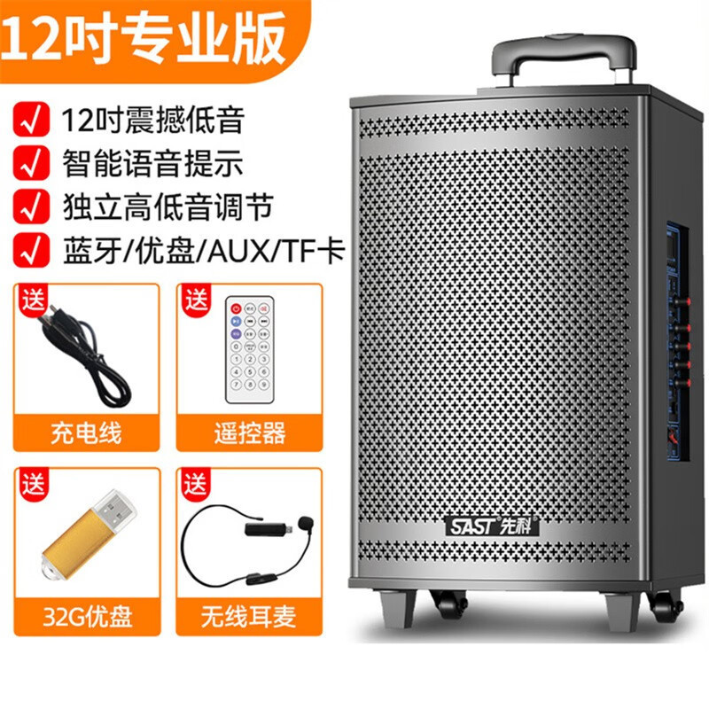 先科 (sast) 広場舞bluetooth屋外レバー音響大出力木製スピーカー大音量帯無線|undefined