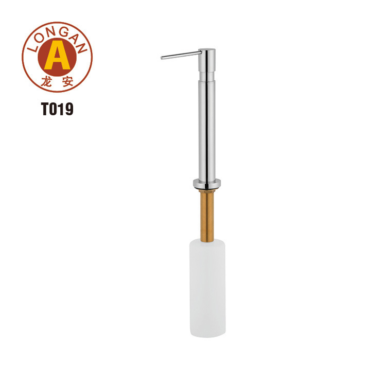 龙安厂家T019高身铜材工程皂液器  高洗手盆配搭长卫浴皂液器