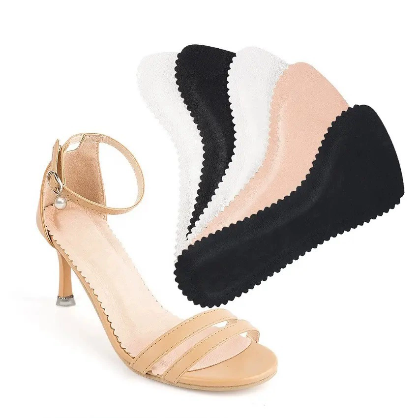 Сандаловые стельки Тонкие женские туфли на высоком каблуке Невидимая подушечка из свиной кожи Впитывающая пот дышащая латексная самоклеящаяся дезодорантная кожаная стелька