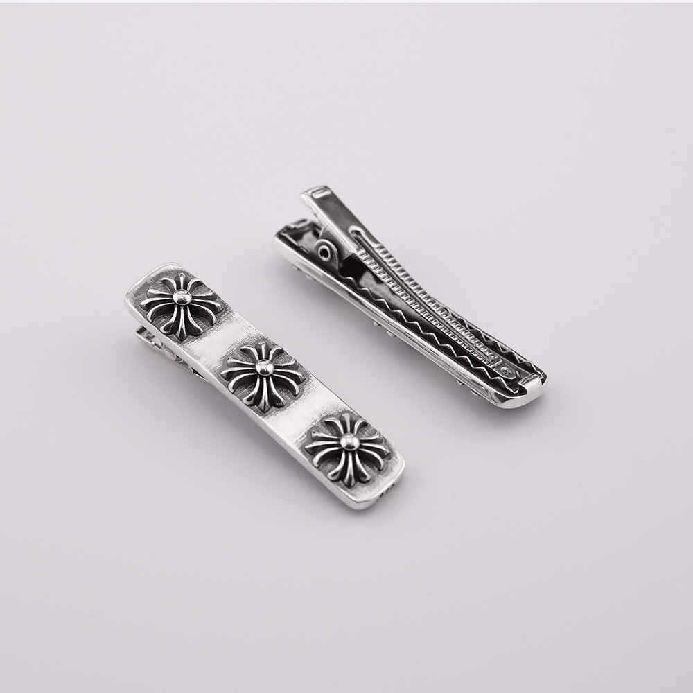 CH Crowe New Vintage Thai Silver Cross Flower Hairpin Personalized Trendy Simple All-match Men's and Women's Necklace