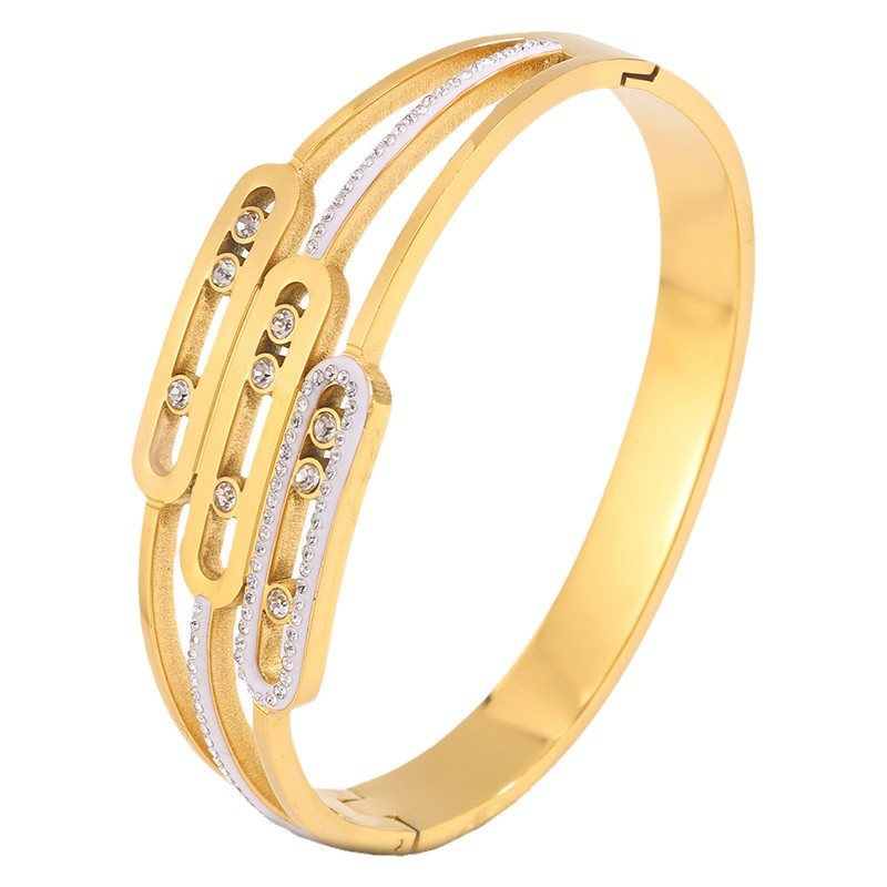 Diseño de personalidad coreana puede deslizar tres capas de diamante de acero de titanio pulsera de alta calidad de mujer no se desvanece joyas de pulsera