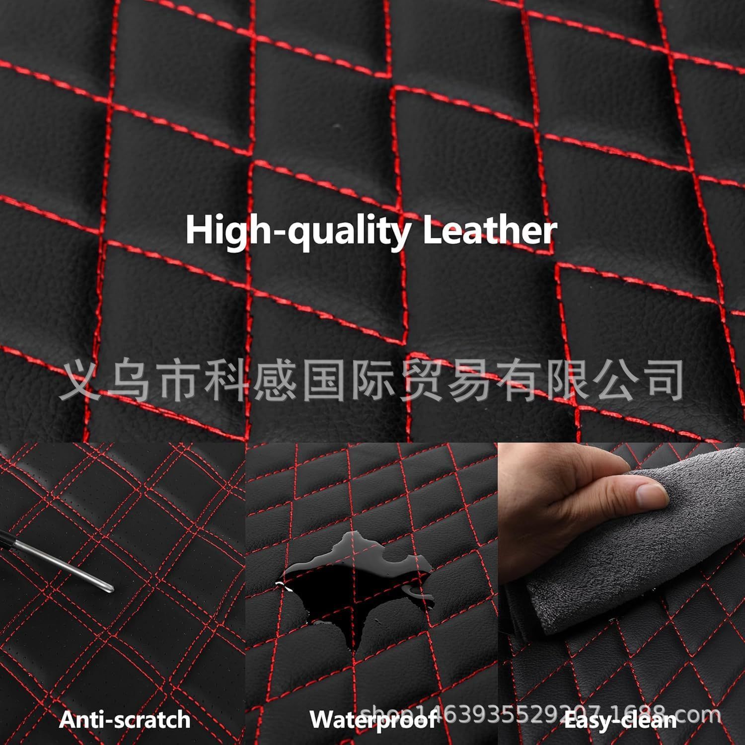New cross-border single-line diamond pattern PU leather car seat cover for Amazon, Mercado Libre, Mexico, Russia, Europe, and America