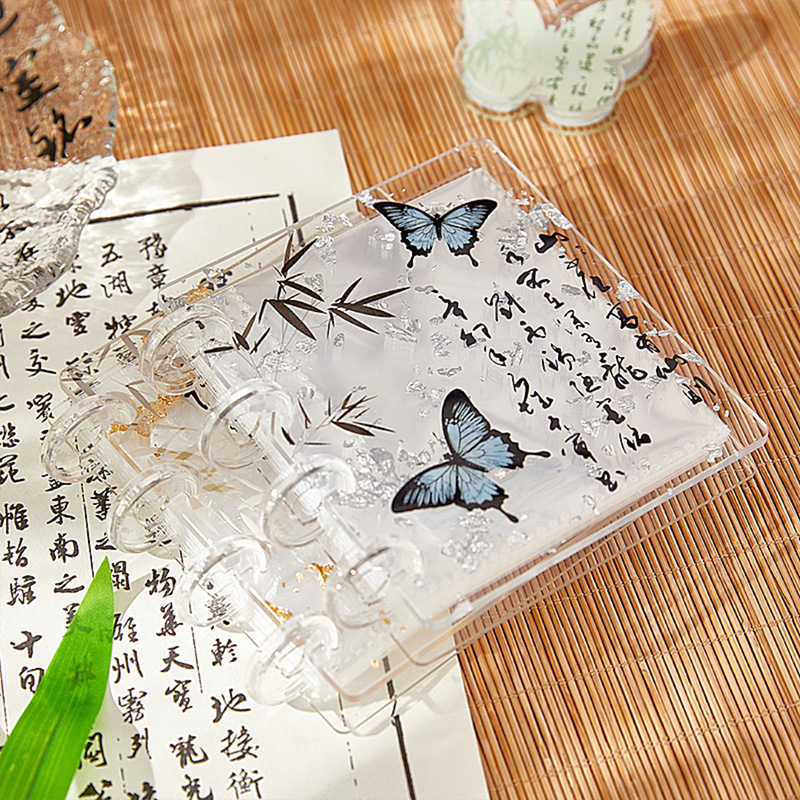 Nuevo libro de tarjetas de acrílico de hoja de oro chino, estilo antiguo, hebilla de hongo transparente de alto valor, libro de tarjetas de 3 pulgadas