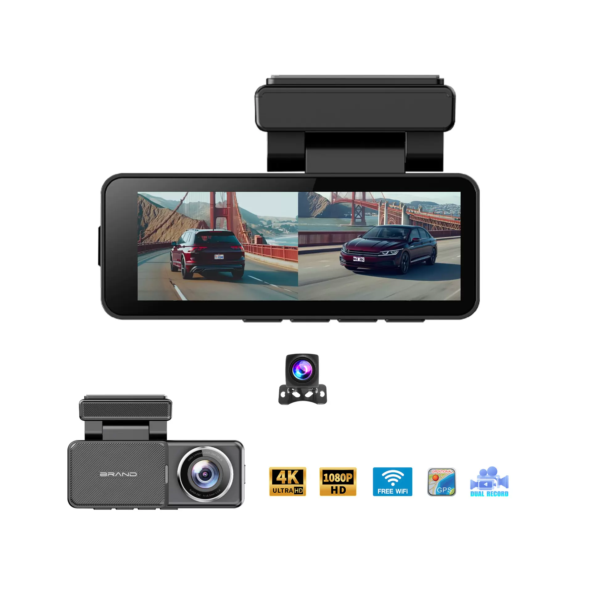 2025新款前4K后1080P双录行车记录仪Dash camera 停车监控高清DVR