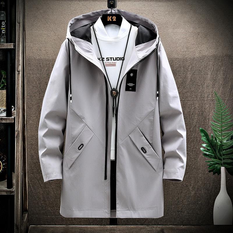Autumn Men's Trenchcoat Mid-length Korean-style Fashionable Autumn and Winter Jacket Coat Fleece-lined Thickened Casual Men's Clothes