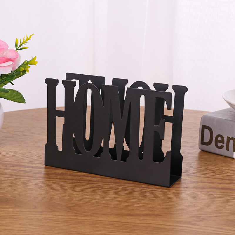 Factory wholesale New European creative English letters desktop storage rack iron Hollow HOME vertical tissue rack Factory wholesale New European creative English letters desktop storage rack iron Hollow HOME vertical tissue rack