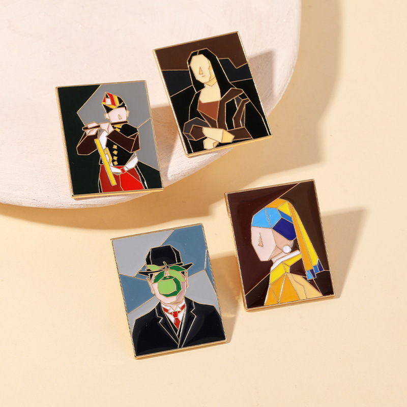 Retro world famous painting badge pin abstract art portrait oil painting clothing accessories brooch art school bag decoration