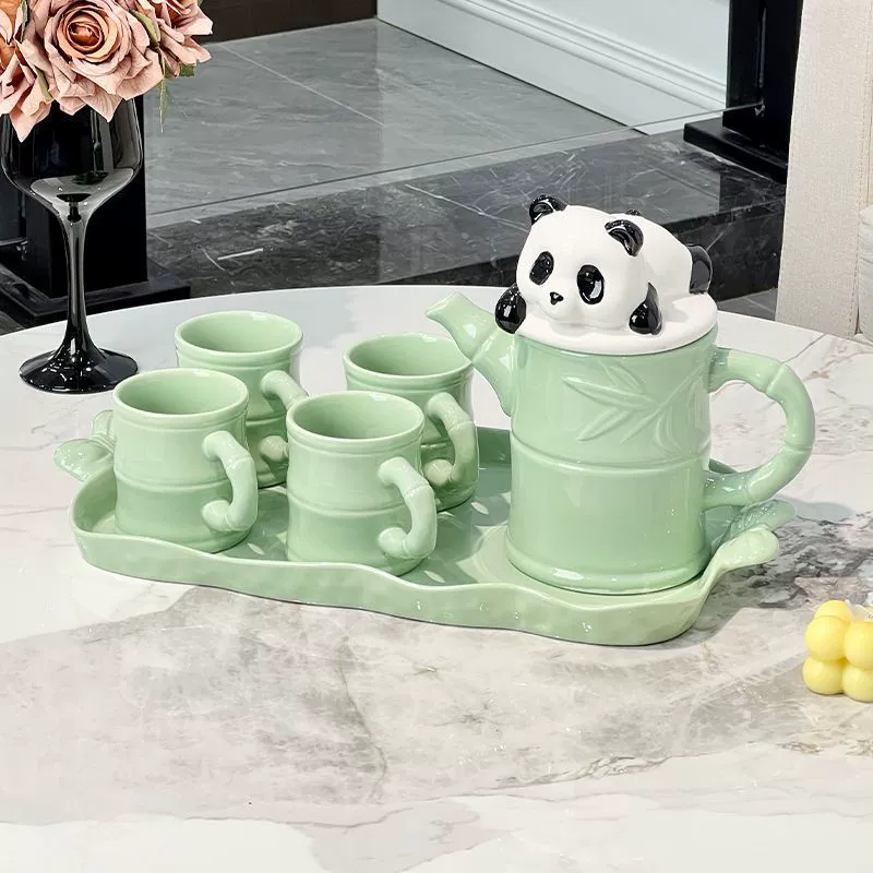Набор чашек для воды Panda Rising для дома, гостиной, чайник для гостеприимства, керамический чайный набор, набор для воды, подарок на новоселье, свадьбу