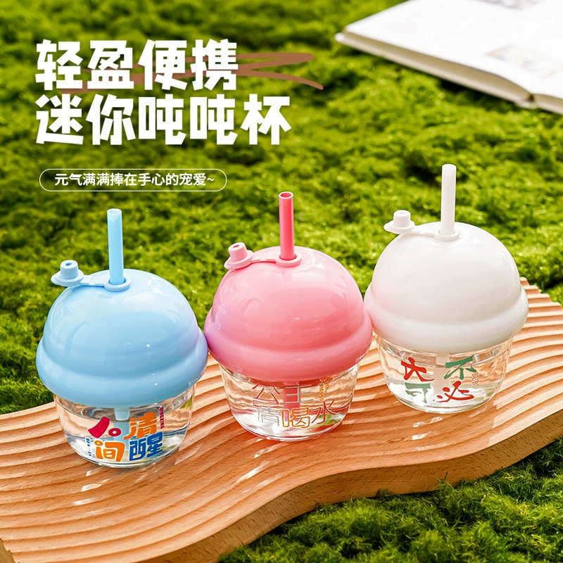 Мини-стакан для воды в стиле интернет-знаменитостей, летний стакан для детей, стакан для молока, подарочный стакан с трубочкой, стакан из стекла с мультяшным рисунком, оптовая продажа стаканов для напитков