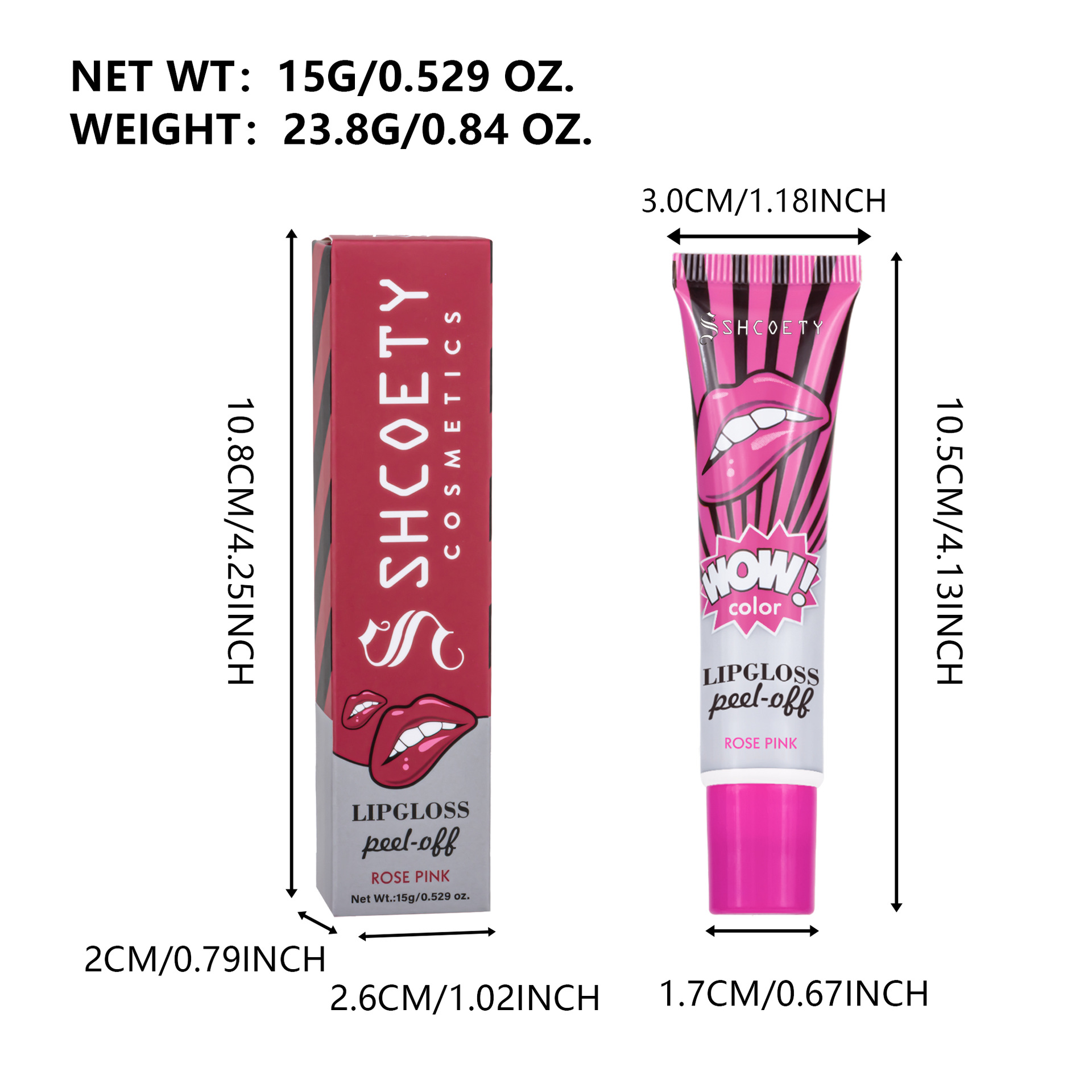 SHCOETY peel-off lipstick, Moisturizing lip mask, lip gloss, stretch, waterproof, non-fading, non-stick, Sexy lip gloss, cross-border Specification drawing
