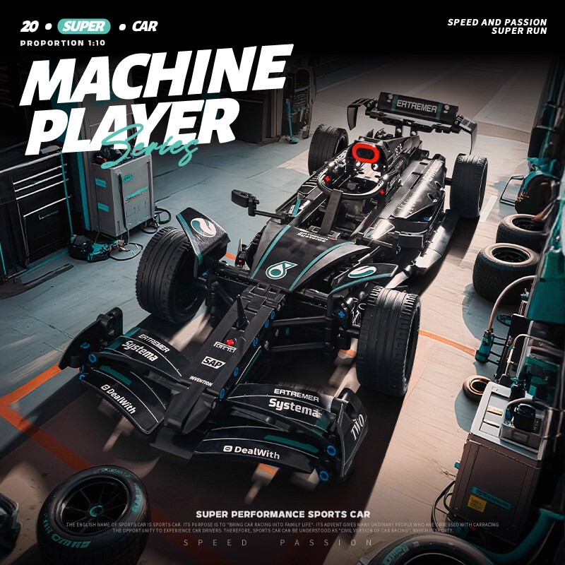 Compatible with Lego Black F1 Formula Racing Car Building Blocks Mechanical Set Assembly Sports Car Toy Car for Boys Cross-Border Wholesale