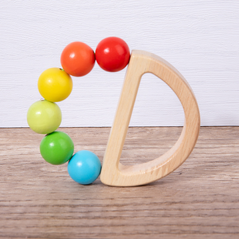 Bebé de madera sonajero juguete bebé de un mes de edad bebé calmante pequeño sonajero molar mordedura agarre regalo de entrenamiento