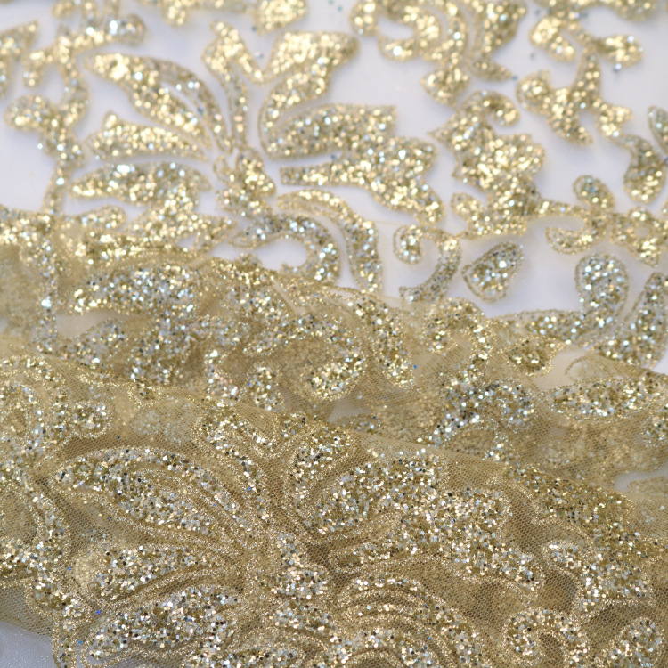 2024 nueva tela de malla hexagonal tela de malla hecha a mano delgada lámina de flash doble vestido de boda tela de mujer