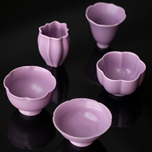 紫汝釉陶瓷主人杯茶杯花口杯家用品茗杯闻香杯功夫茶具单个喝茶杯