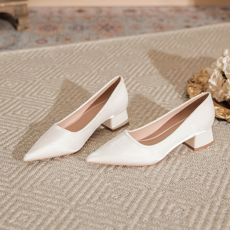 X202 chunky heel pointed professional OL commuter interview work shoes elegant all-match 2024 New