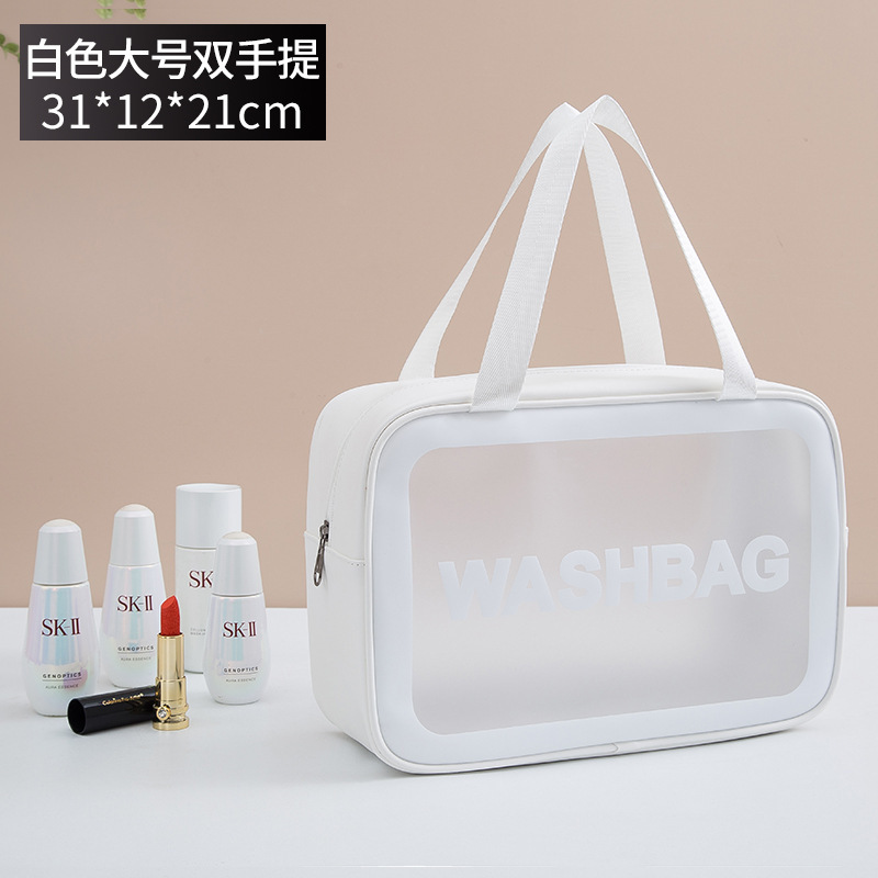 Bolsa de cosméticos transparente transfronteriza bolsa de almacenamiento impermeable de alta capacidad bolsa de lavado de maquillaje portátil PU