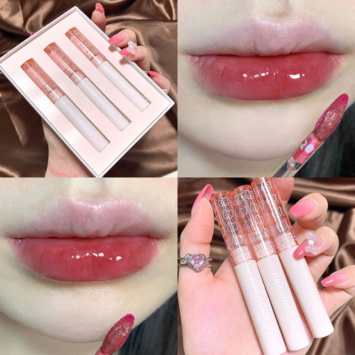 Cappuvini Bubble Lip Glaze Set Mirror Water-Glow Glass Puff Lip Long-lasting Makeup Lipstick Beauty Cross-border