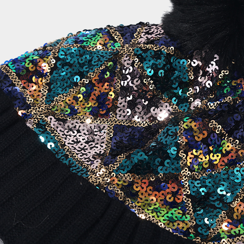 Fashionable trendy colorful sequin knitted for women in autumn and winter, versatile on the streets, thickened warm fur_voghion.com