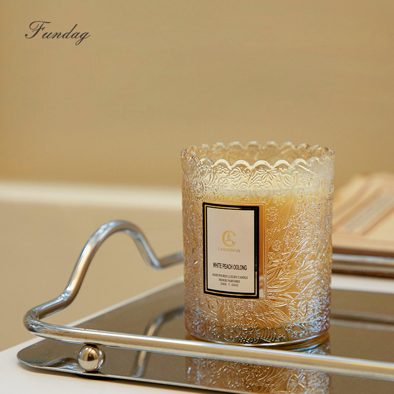 Aromatherapy candle cup embossed glass cup ins style plant smokeless scented candle wholesale Valentine's Day souvenir gift