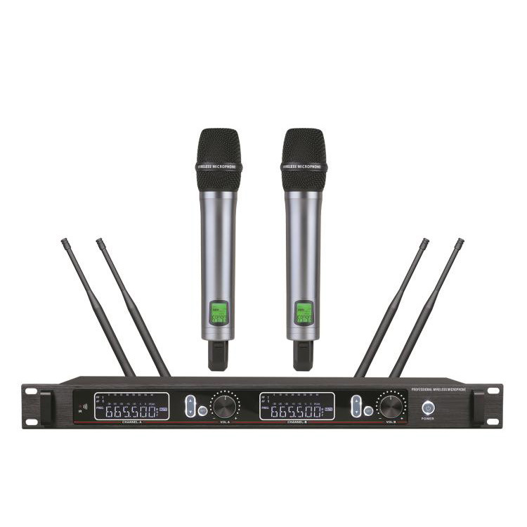 Micrófono inalámbrico de diversidad real profesional un arrastre dos collar clip micrófono canto en casa micrófono inalámbrico profesional rendimiento Conferencia