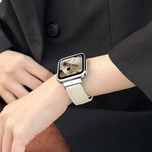 For Red Rice Watch 4 Generation Strap Redmiwatch4 Watch 3 Litchi Pattern Leather 2 Magnetic Buckle 1 Wristband Smart