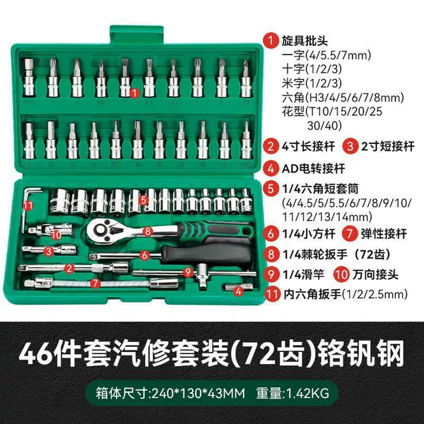 Niuxiang warranty chromium vanadium steel + [72 teeth] [46 pieces]