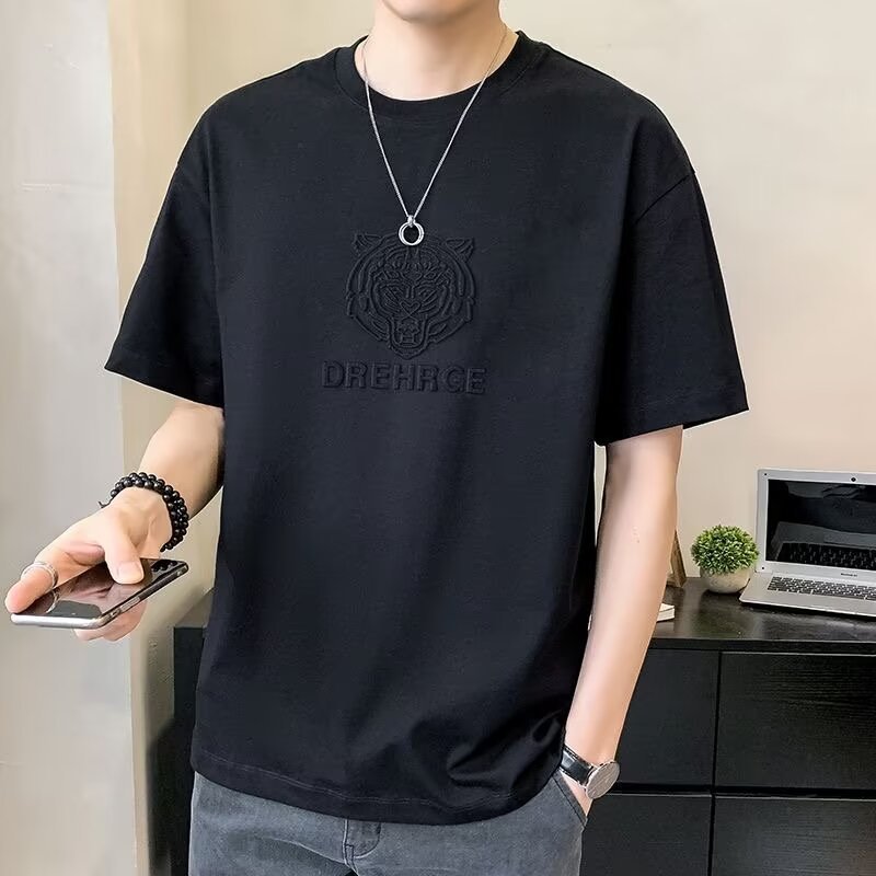 Camiseta de manga corta para hombres verano 2023 nueva media manga ins marca de moda camiseta de seda de hielo ropa suelta ropa de hombre