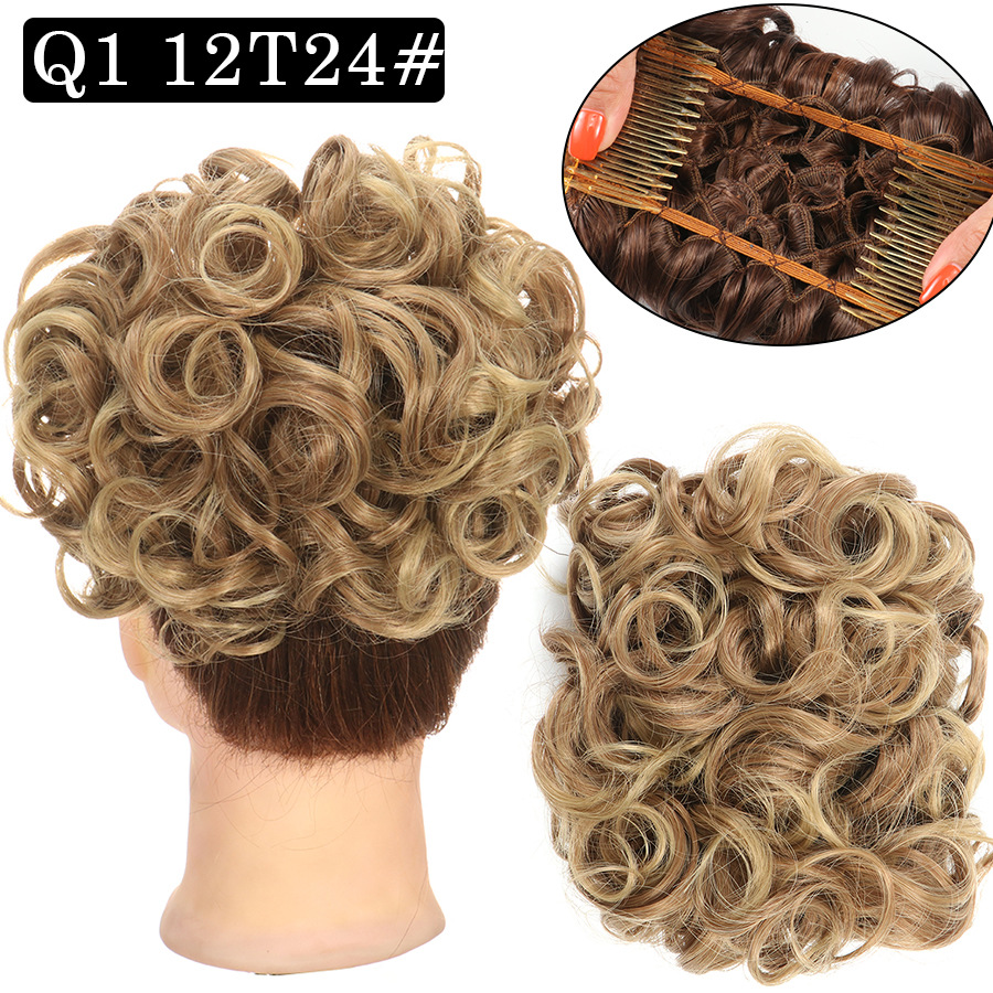 Nueva Peluca de comercio exterior de las mujeres europeas y americanas cabeza de bola de pelo rizado Cola de Caballo pelo Bud peine bolsa de pelo multicolor al por mayor opcional