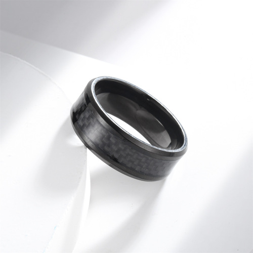 European and American titanium steel men's tail ring cross-border hot selling stainless steel carbon fiber ring wish ring