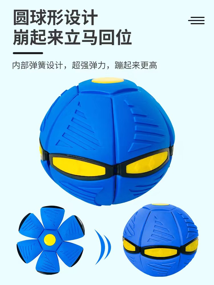 Stress-relief Squeeze Ball, Magical Flying Saucer Ball, Glowing Decompression Deformation Stress Release Bounce Ball, Frisbee-Style Parent-Child Interactive Toy Ball