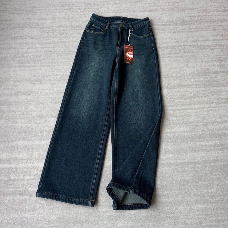 Invisible Heater with White Goose Down! High-Waisted, High-Elastic, Lightweight, Loose-Fitting, Slimming, Warm Denim Straight-Leg Pants for Women in Winter Invisible Heater with White Goose Down! High-Waisted, High-Elastic, Lightweight, Loose-Fitting, Slimming, Warm Denim Straight-Leg Pants for Women in Winter