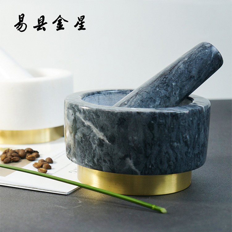 铜底大理石捣蒜罐器咖啡豆研磨器石臼家用厨房蒜泥器源头厂家