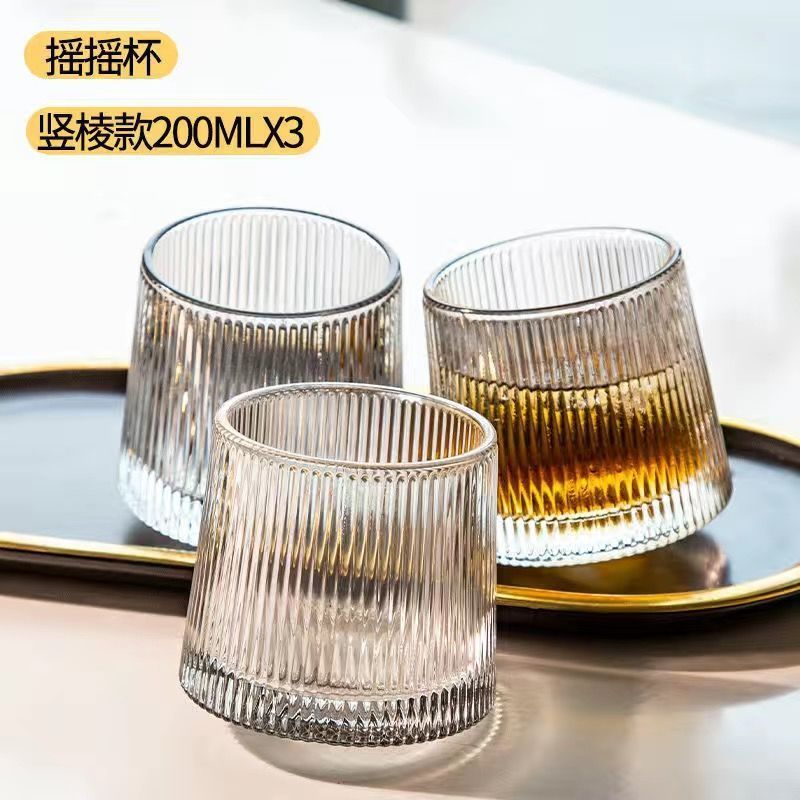 ガラスウイスキーカップ高颜値回転カップネット赤回転式スイングカップ不倒翁ネット赤ビールカップ玖|undefined