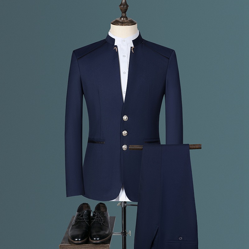 Men's Slim Fit Suit Set, Wedding Business Blazer & Pants, Stretch Comfort Formal Attire, Burgundy Navy Black Two/Three-Piece Suit_voghion.com