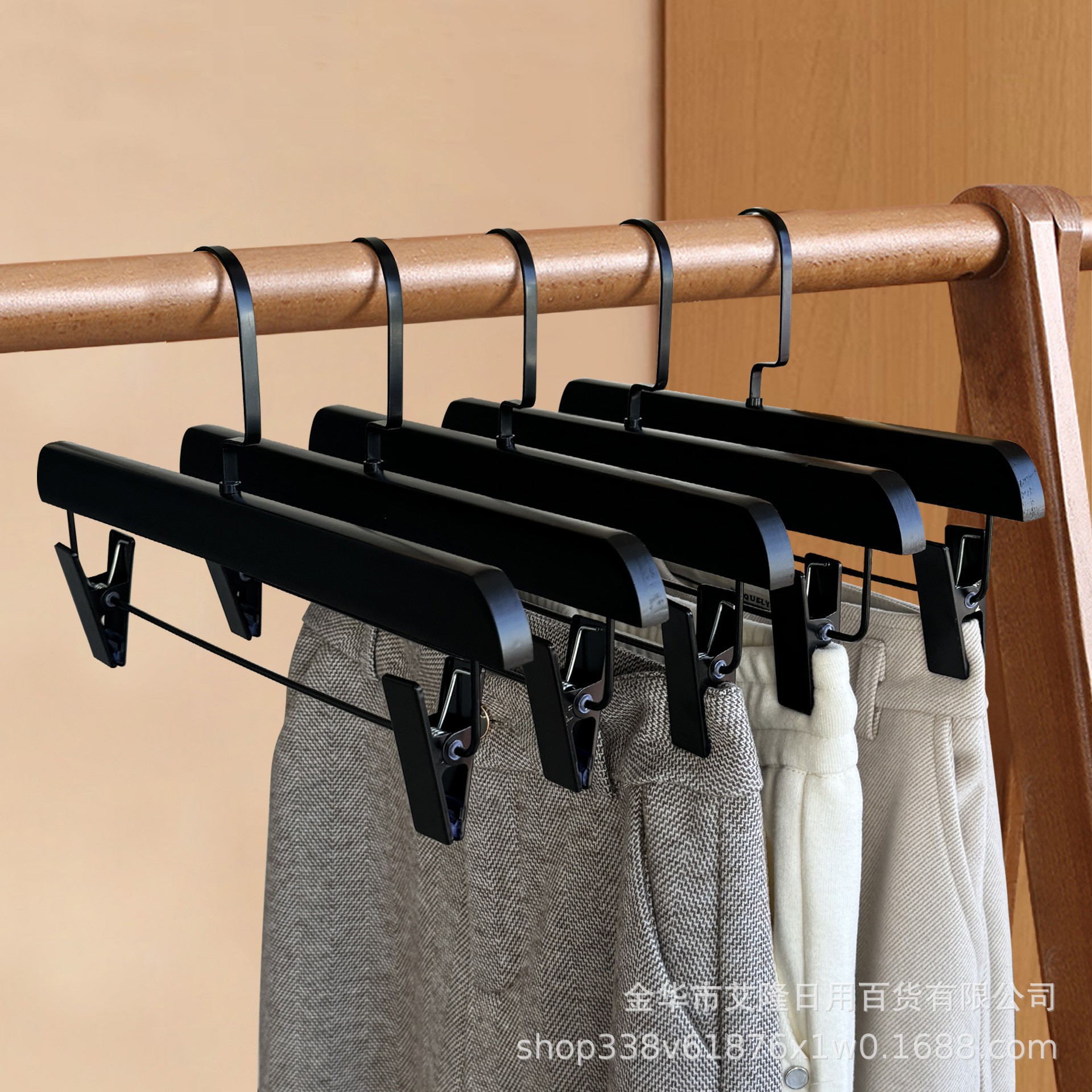Percha de pantalones de madera sólida, percha de pantalones de madera, percha de pantalones antideslizante sin marcas, percha de ropa de madera