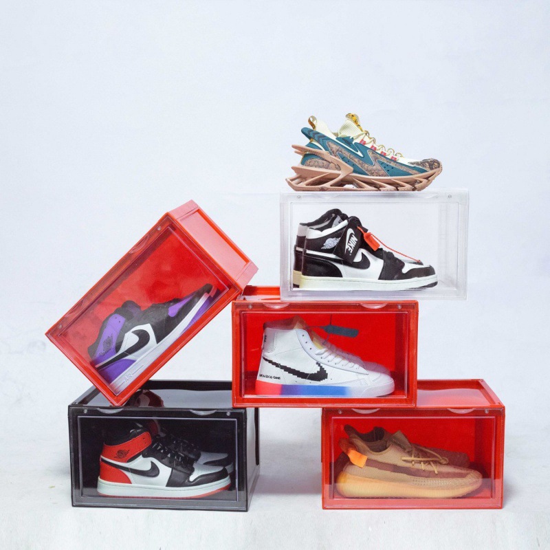 磁吸硬塑料透明鞋盒鞋子收纳盒宿舍收纳神器简易鞋盒柜架