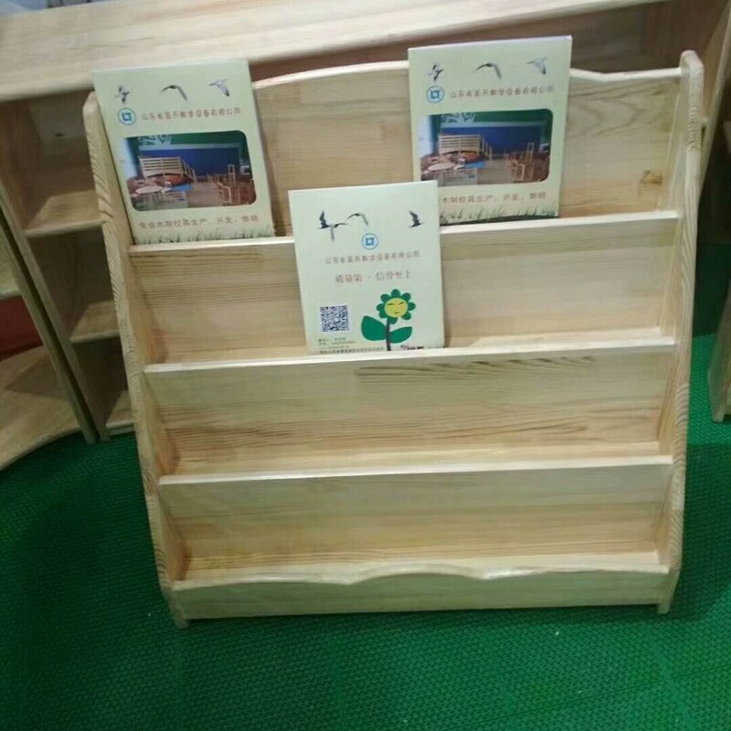 Customized Bookshelf Wooden Canvas Rack Kindergarten Picture Book Storage Painting Book Rack Floor-Standing Rack Kindergarten Bookcase