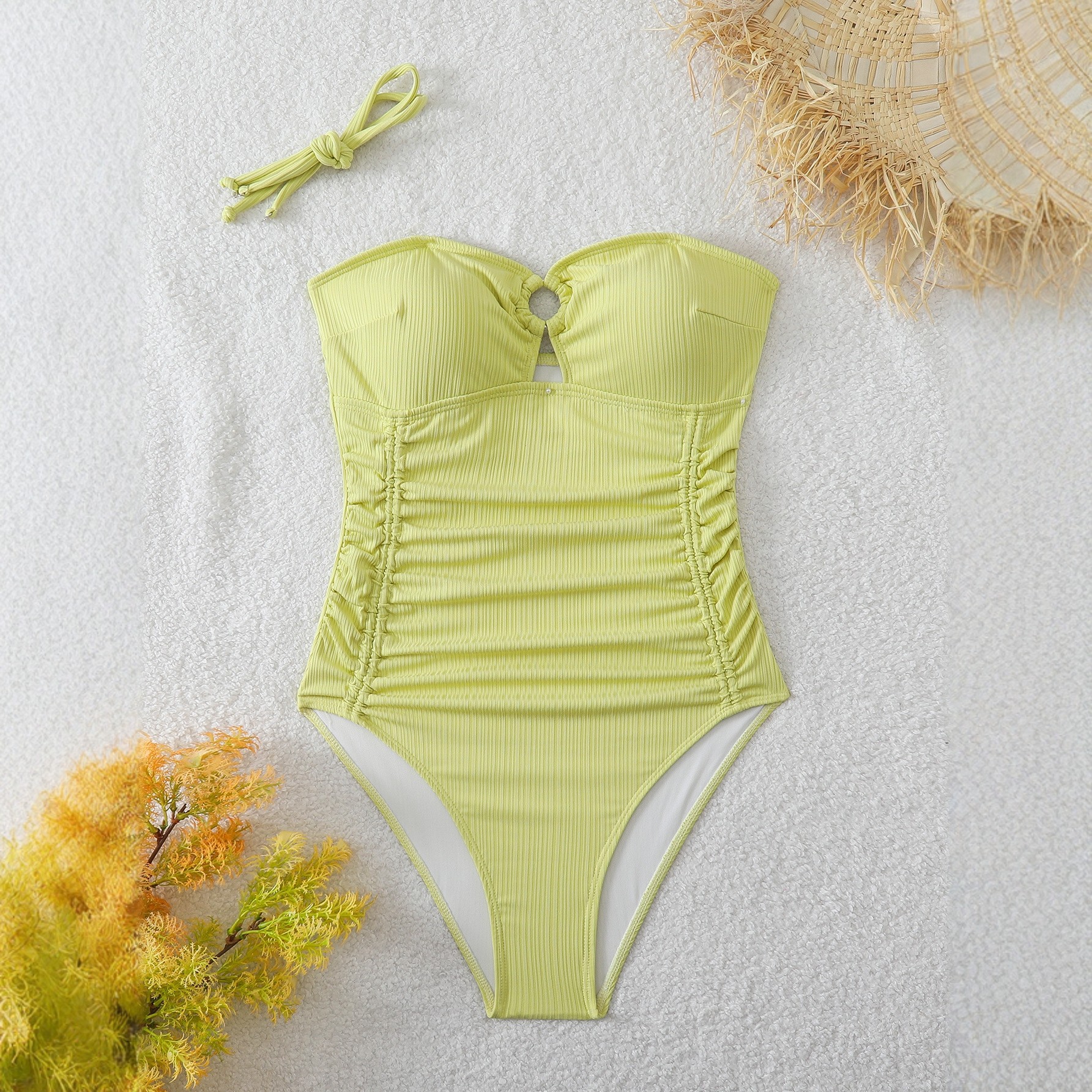 跨境外贸2026亚马逊爆款性感挂脖连体女泳衣高级感紧身收腹游泳装