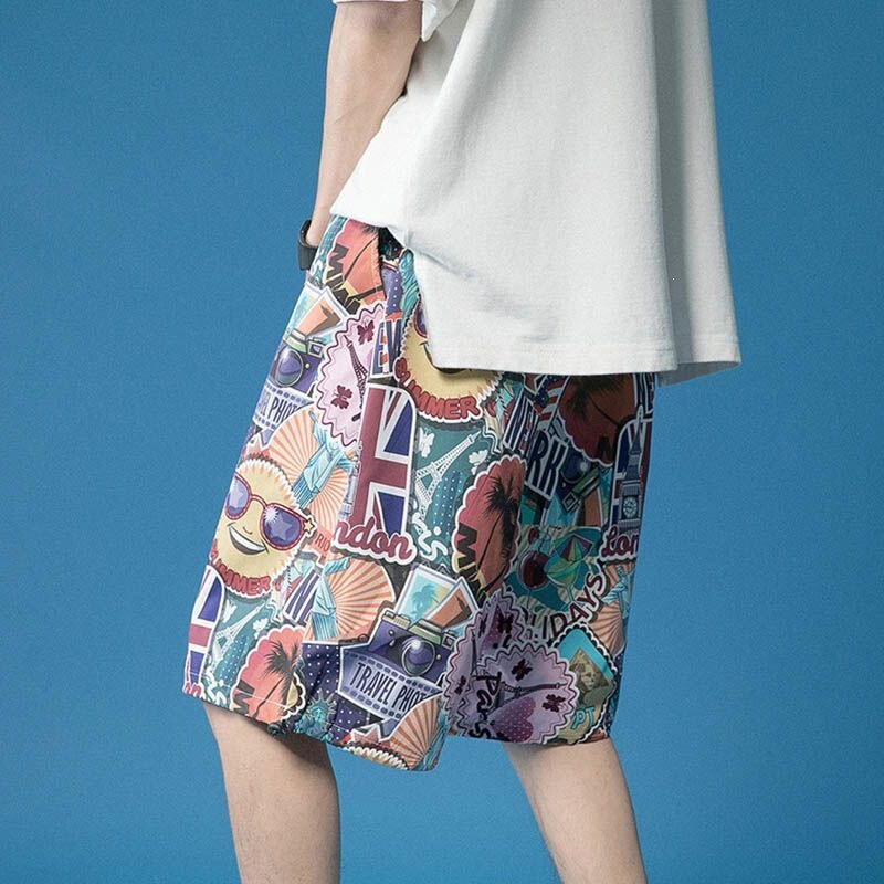 Hawaiian Floral Shorts for Men, Summer Thin Style, Trendy Brand, Loose Fit, Casual Sports Quick-Dry Beach Shorts