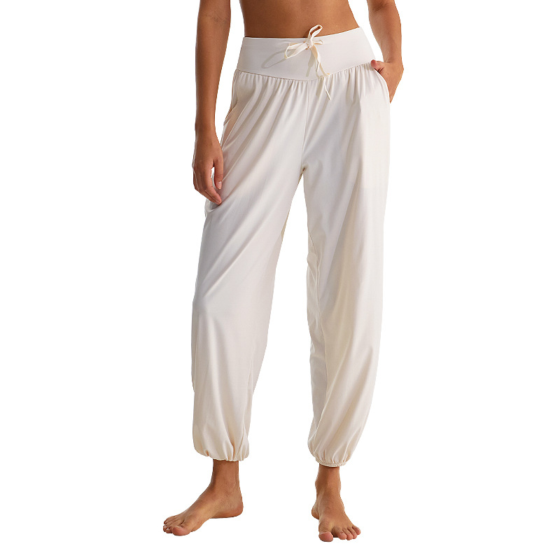 Ligero de pierna ancha Pantalones deportivos de las mujeres de secado rápido transpirable correr danza entrenamiento ropa suelta casual yoga tobillo atado pantalones de chándal